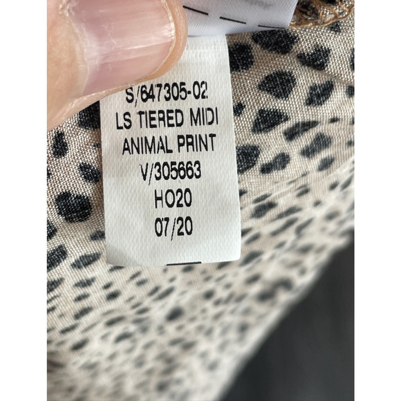 Old Navy Women's Boho Tiered Maxi Dress Sz M Long Sleeve Animal Print Flowy - Picture 14 of 16